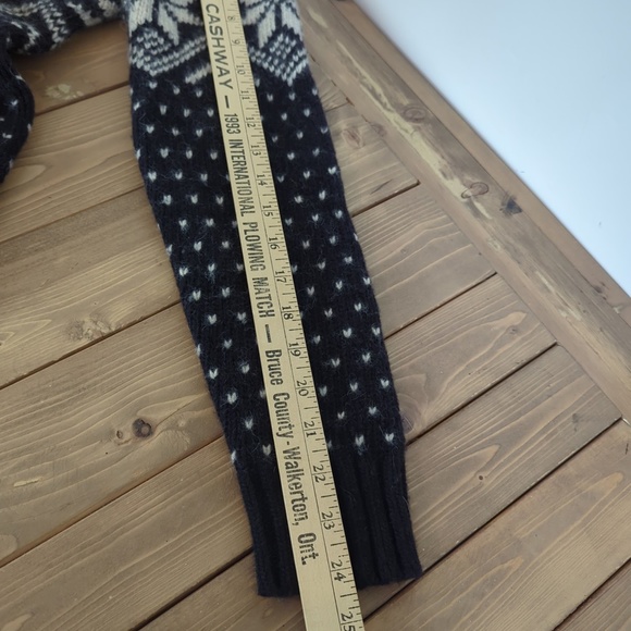 Black Cream Nordic Print Wool Blend Open Cardigan - Picture 11 of 12